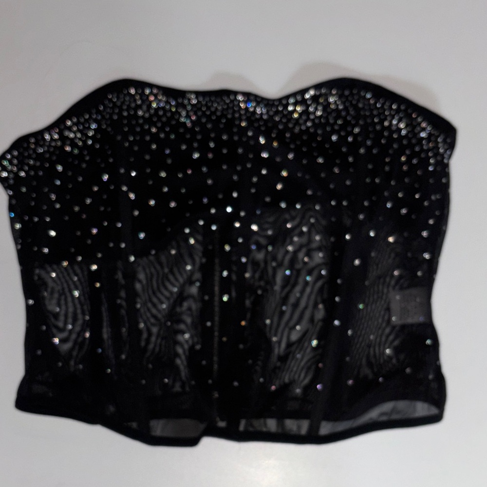 Elegant Black Rhinestone Bustier